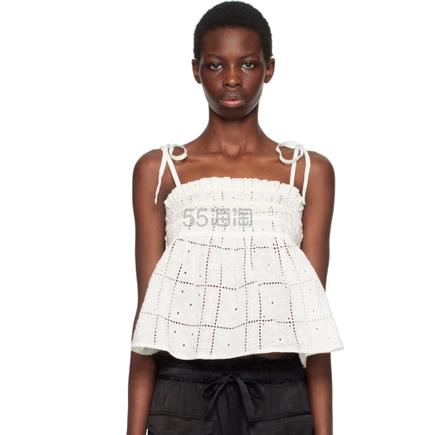 古力娜扎同款！Ganni White Broderie 吊带背心