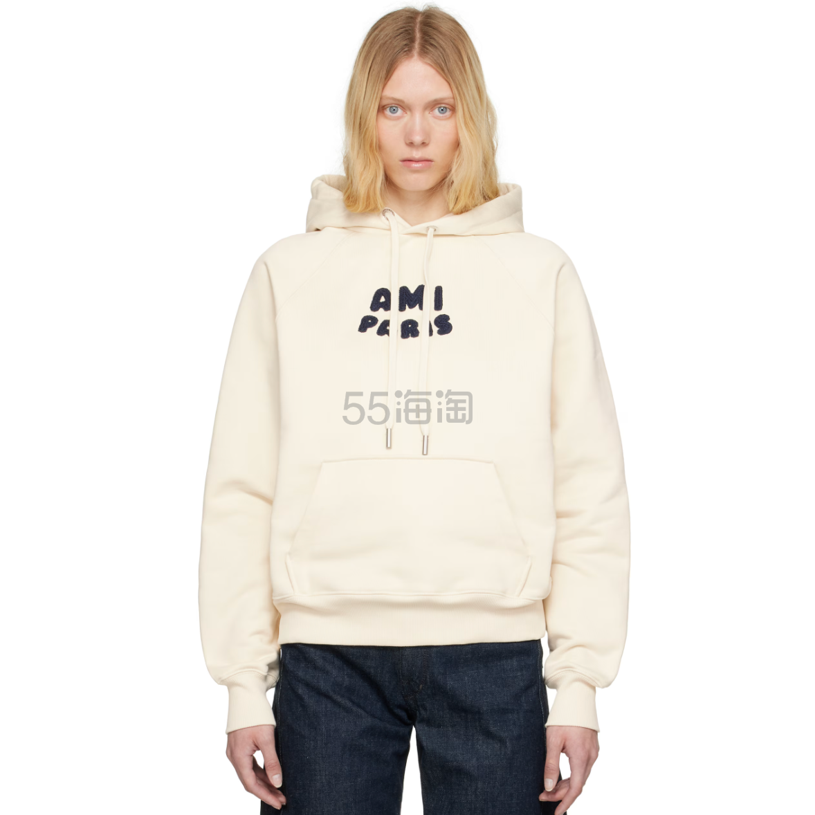 AMI 白色连帽卫衣