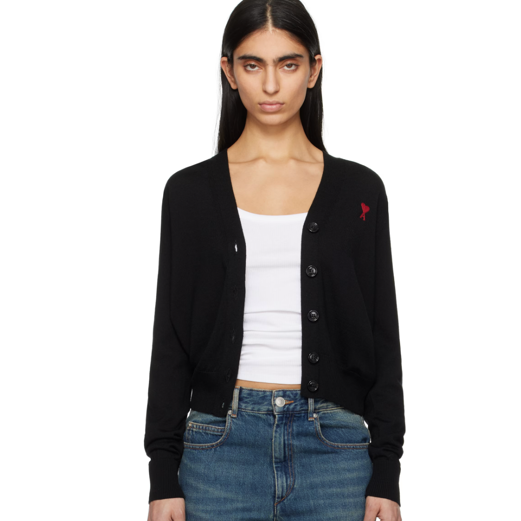 AMI 黑色小爱心开衫