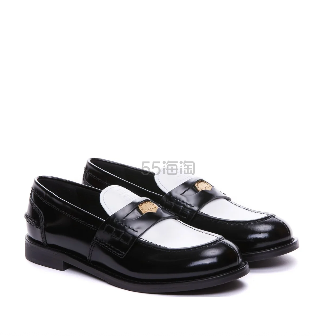 Miu Miu 黑白拼色金币乐福鞋