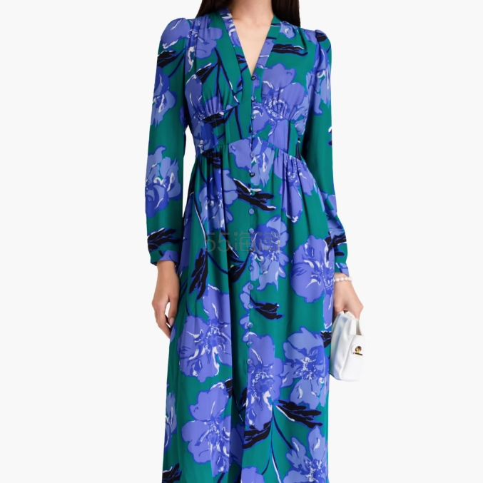 DVF Erica 花卉印花绉纱中长连衣裙