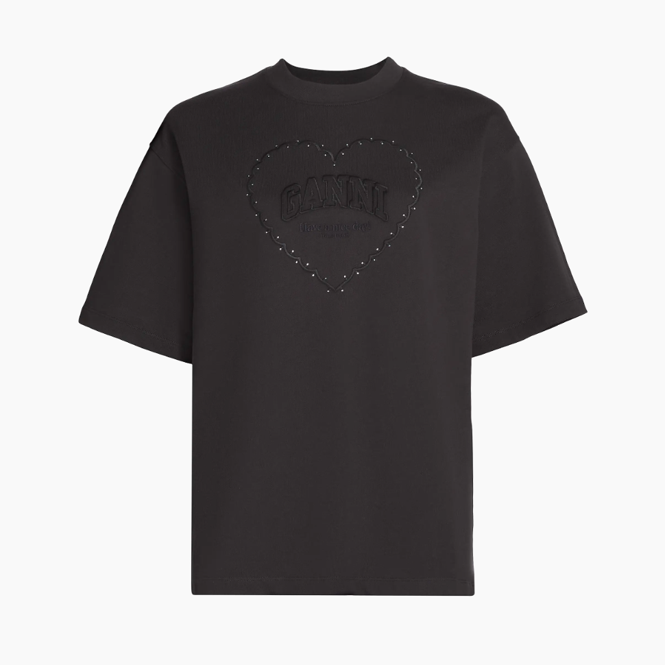 Ganni 黑色爱心T恤