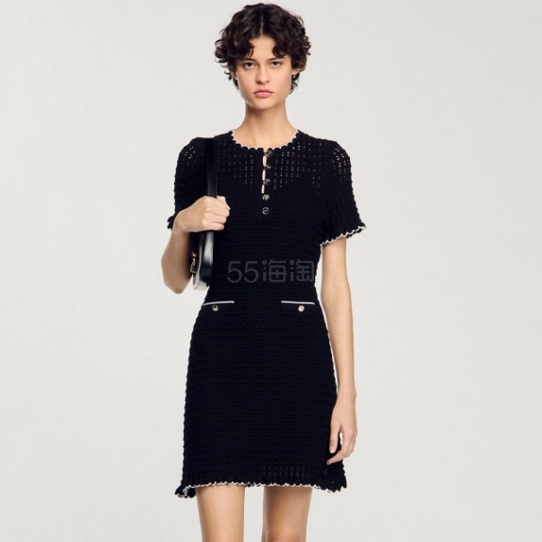 Sandro 黑色针织连衣裙