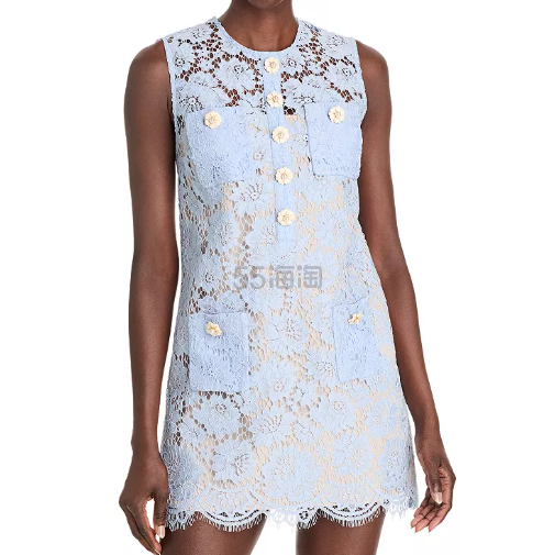 Self-Portrait 蓝色蕾丝连衣裙