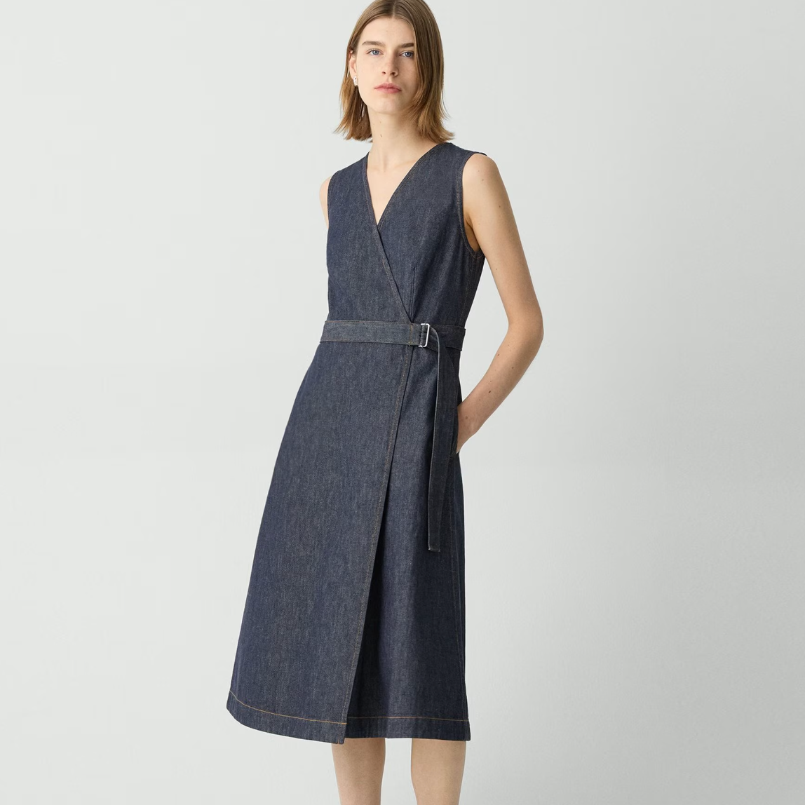 Theory 无袖A字牛仔连衣裙