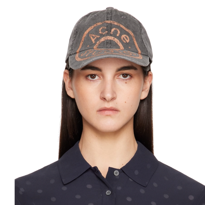 中站含税！Acne Studios 黑色徽标印花棒球帽