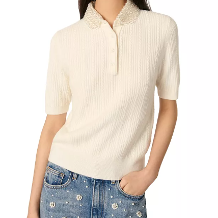 周洁琼同款！Maje Jewelry Collar 针织Polo衫