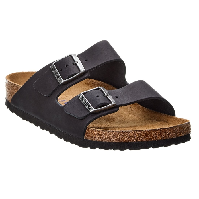 Birkenstock 勃肯 Arizona 黑色皮面拖鞋