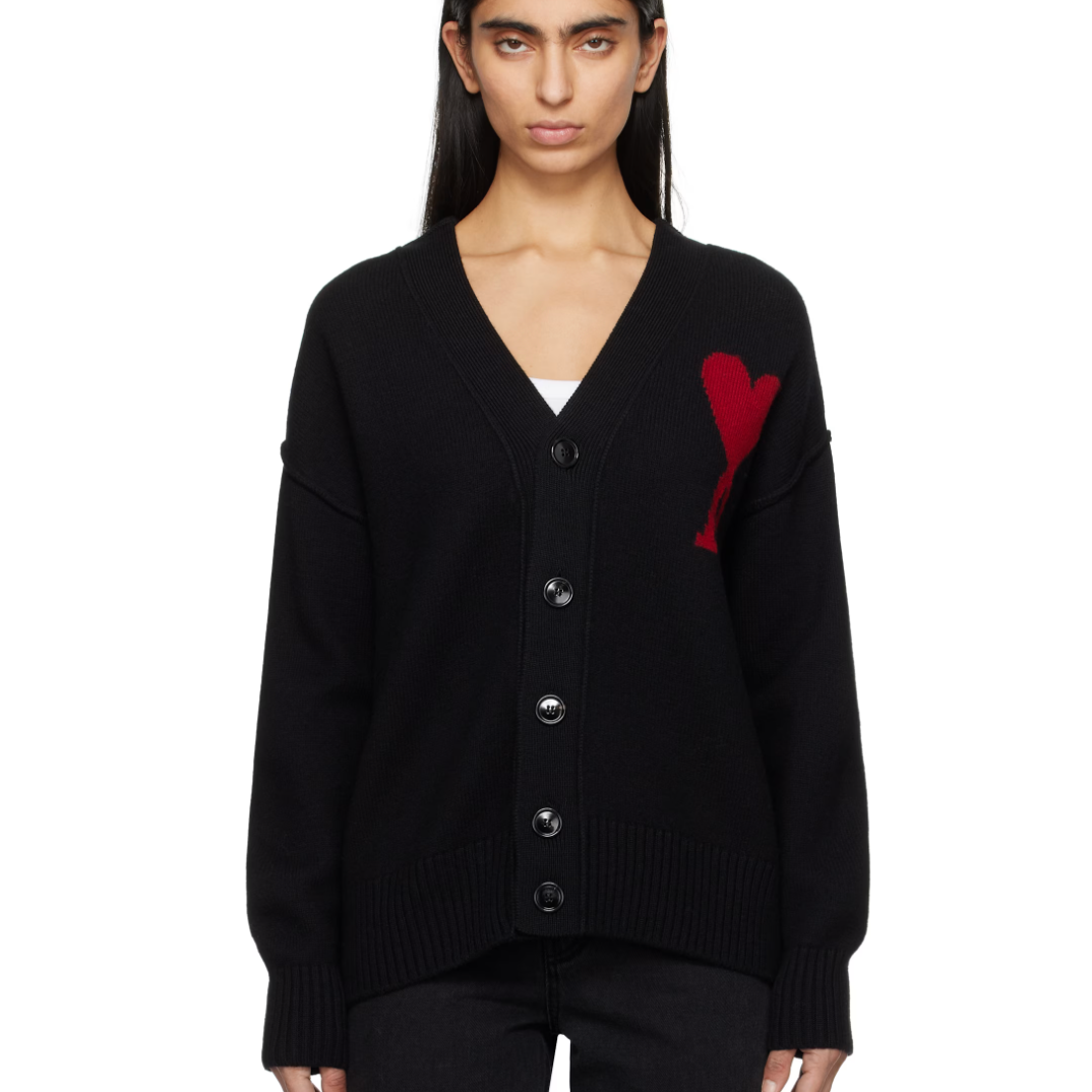 AMI 黑色大爱心开衫