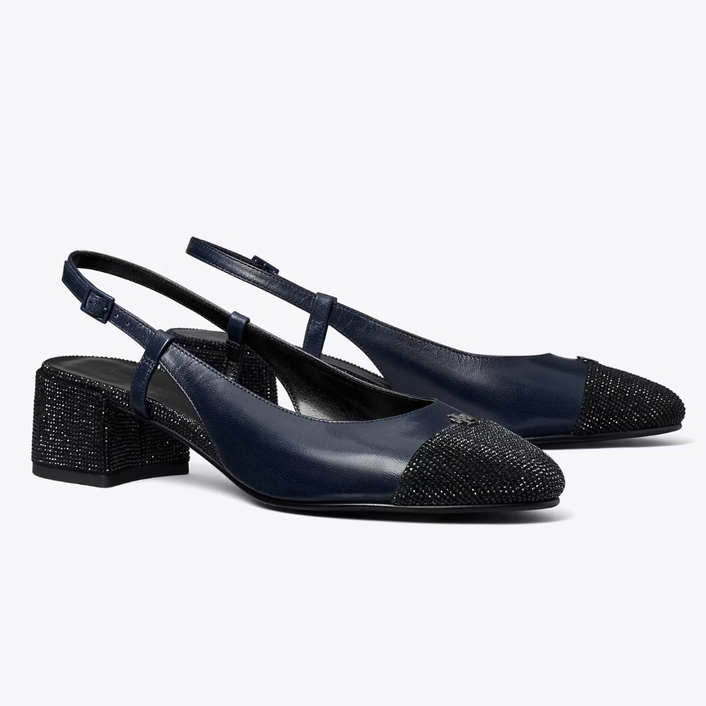 Tory Burch CAP-TOE PAVÉ 拼接小香风低跟鞋