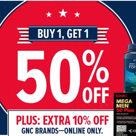 GNC官网：全场营养保健独立日大促 入葡萄籽、鱼油