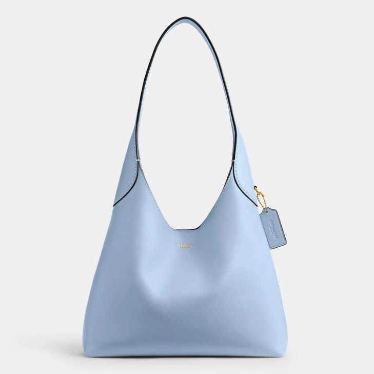 COACH 蔻驰 Brooklyn 28 单肩包 沙色麂皮/蓝色