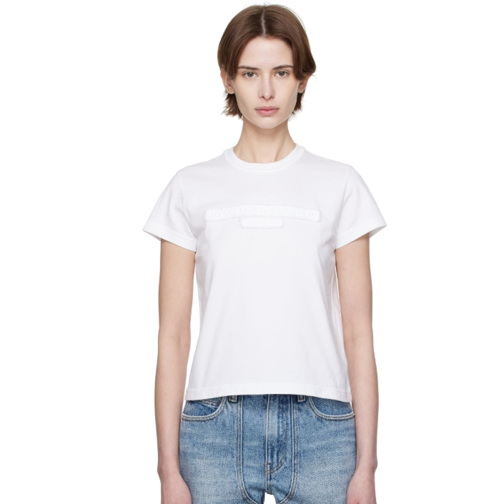 中站含税！Alexander Wang 白色 Distressed Logo Shrunken T 恤