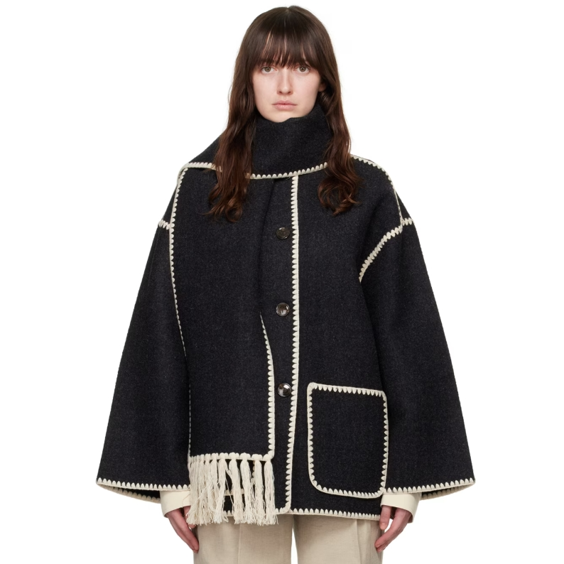 中站含税！TOTEME 灰色刺绣夹克