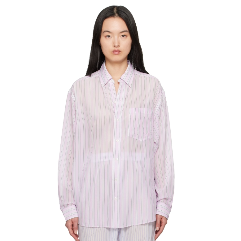中站含税！Alexander Wang 粉色 Oversize Silk Chiffon 衬衫