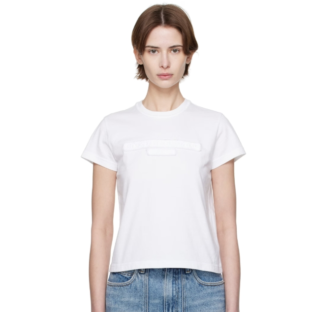 中站含税！Alexander Wang 白色 Distressed Logo Shrunken T 恤