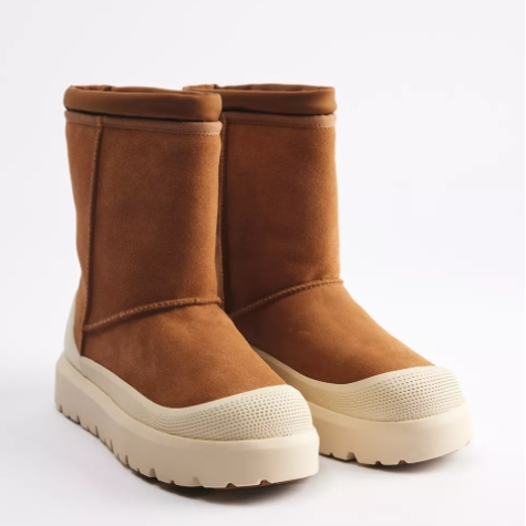 UGG 男款拼色雪地靴 棕色/白色