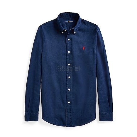 POLO RALPH LAUREN 拉夫劳伦深蓝色亚麻衬衫