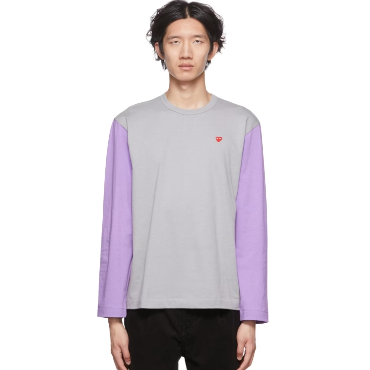 Comme des Garçons Play 灰色 & 紫色 Heart 长袖 T 恤