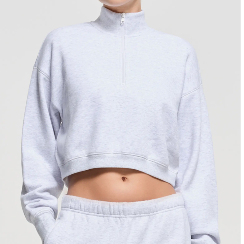 SKIMS 灰色半拉链套头衫