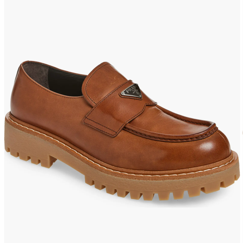 Prada 男款棕色厚底乐福鞋