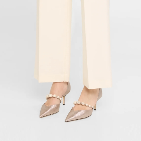 Neiman Marcus：夏日时尚折扣区热卖 Jimmy Choo Aurelie 尖头珠光亮片高跟鞋$447