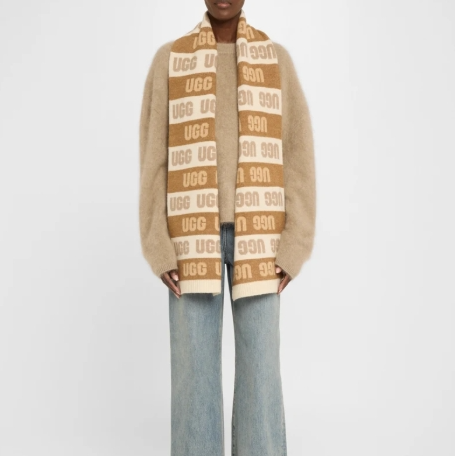 UGG  标志图案条纹围巾，反季节好价！