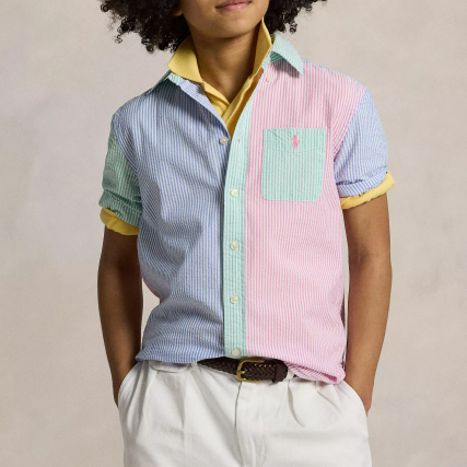 Polo Ralph Lauren 拉夫劳伦大童款彩色条纹短袖衬衫
