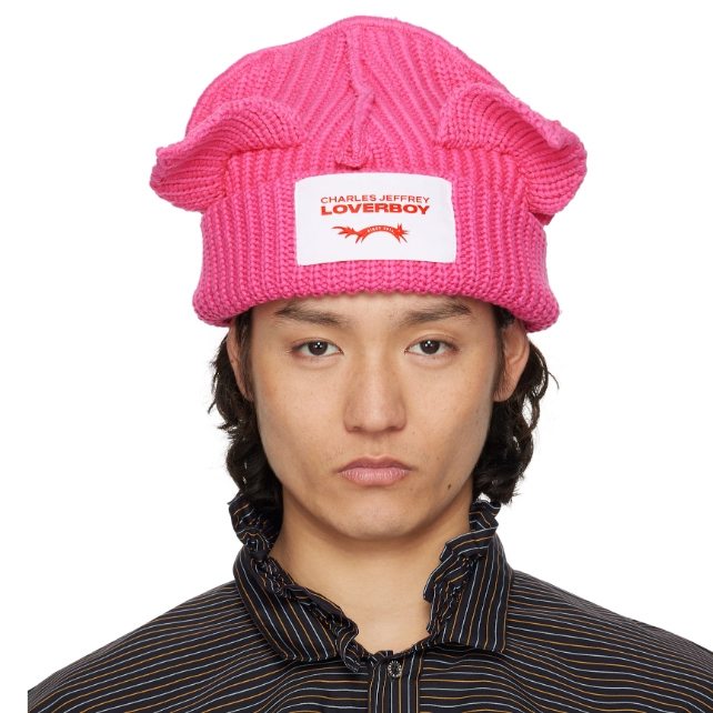 中站含税！Charles Jeffrey LOVERBOY 粉色 Chunky Ears 毛线帽