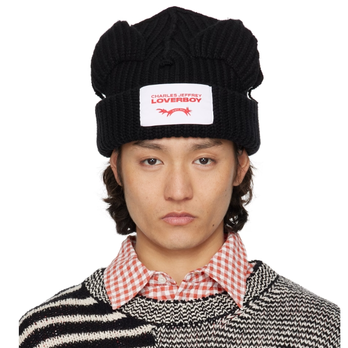 中站含税！Charles Jeffrey LOVERBOY 黑色 Chunky Ears 毛线帽