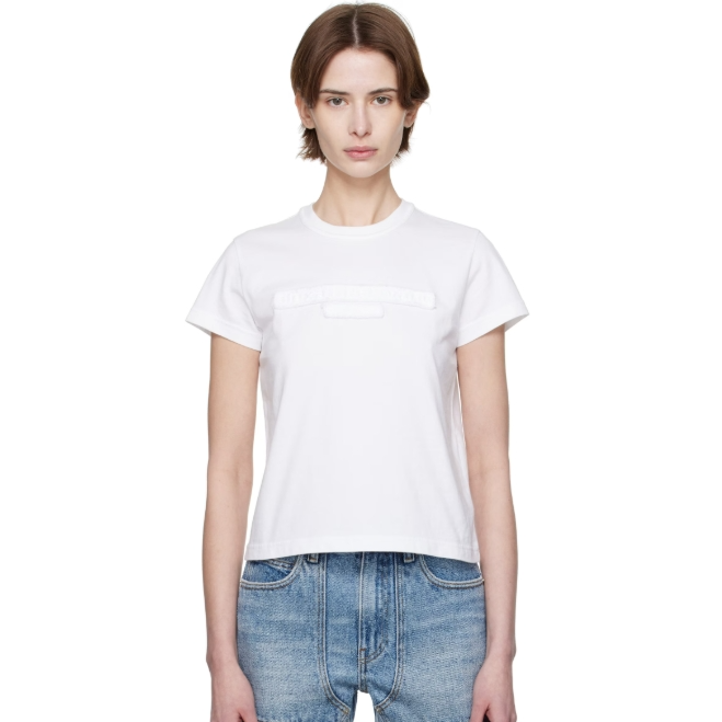 中站含税！Alexander Wang 白色 Distressed Logo Shrunken T 恤