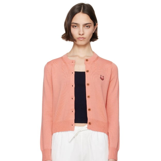 中站含税！Maison Kitsuné 粉色 Bold Fox Head Patch Regular 开衫