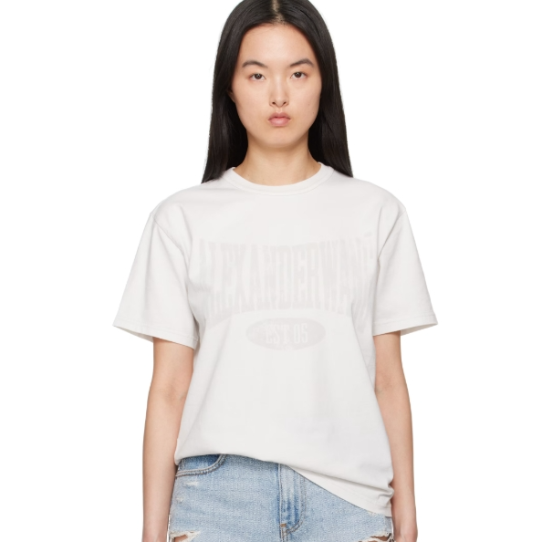 中站含税！alexanderwang.t 灰白色 Distressed Logo T 恤