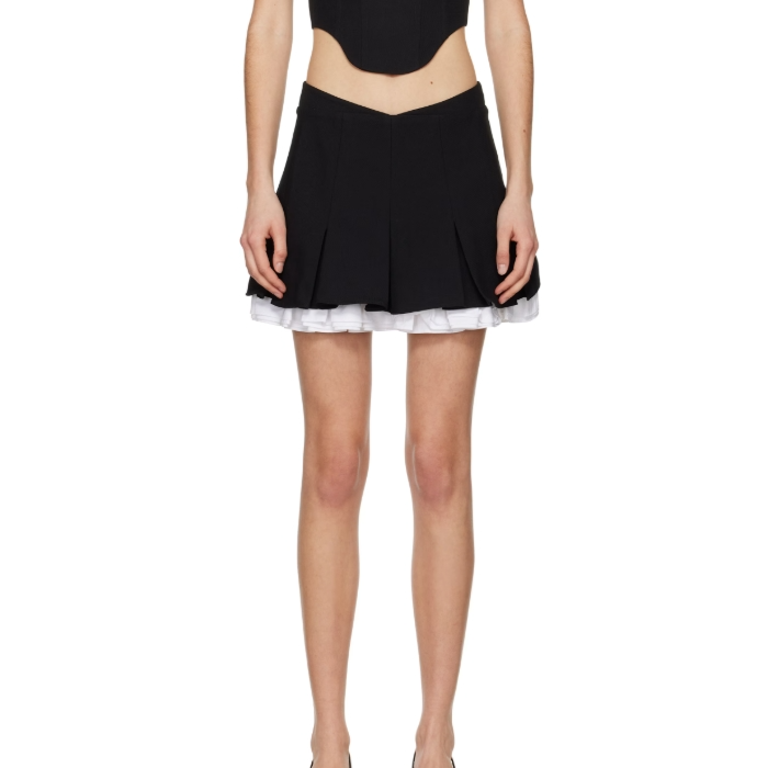 中站含税！SHUSHU/TONG 黑色 Double-Layered A-Shape 短裙