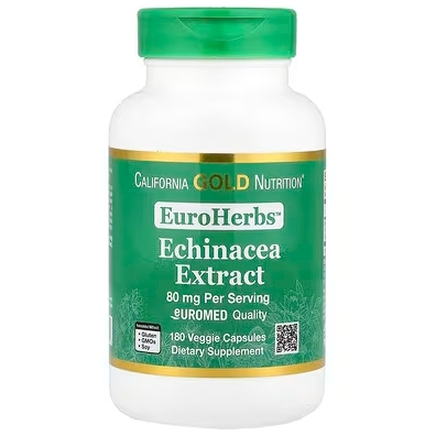 California Gold Nutrition, EuroHerbs™，紫锥菊草本提取物，Euromed 质量，80 毫克，180 粒素食胶囊