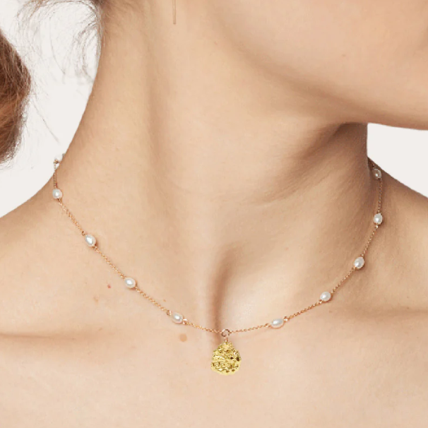 Poppy Finch 芥子珍珠 14k 金块项链