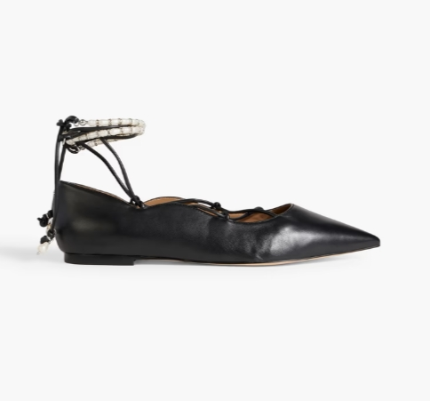 Sam Edelman  Winslet 缀饰皮革尖头平底鞋