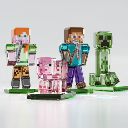 Swarovski 施华洛世奇美官：Minecraft x Swarovski 联名系列上线！入手方块风格水晶摆件