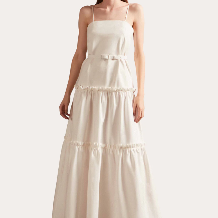 Adriana Degreas 系腰带层叠弹力棉质长连衣裙