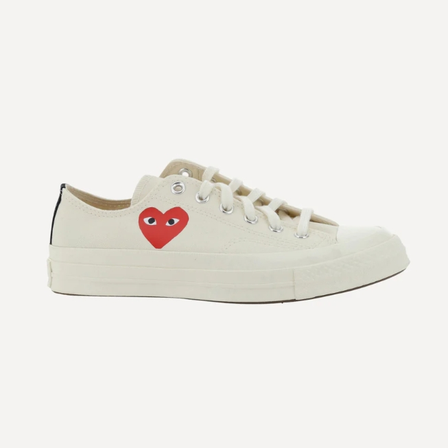 CDG PLAY 川久保玲 x CONVERSE 匡威联名款白色帆布鞋