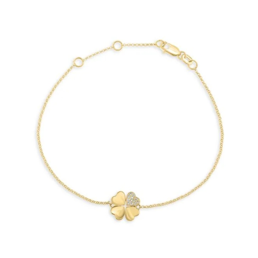 14k镀金&0.04克拉 四叶草手链