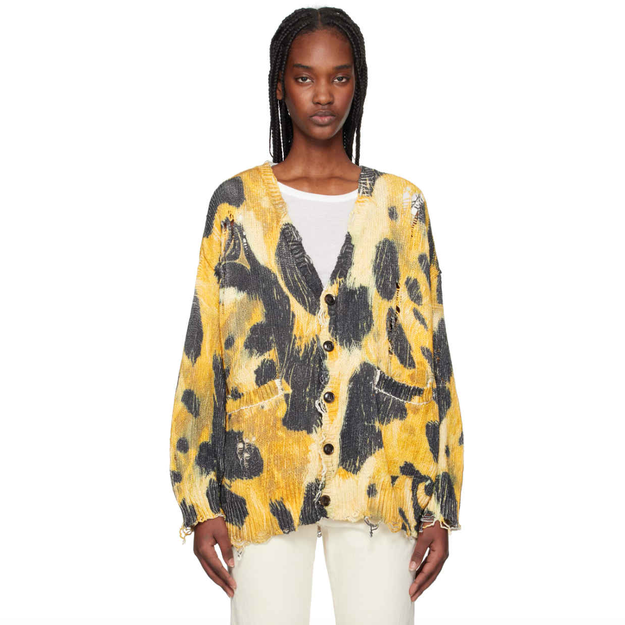 鹿晗同款！R13 豹纹针织开衫