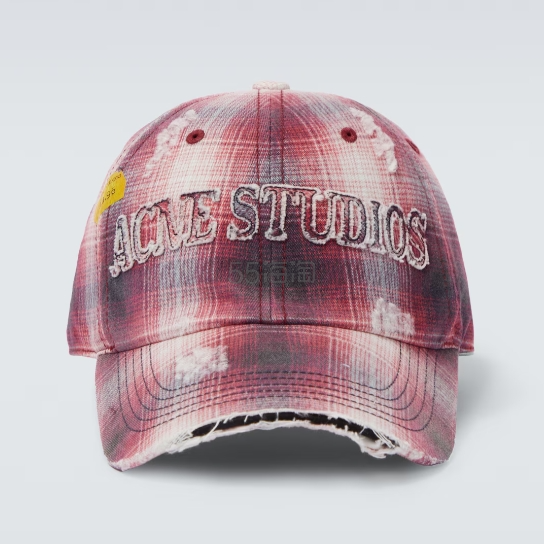ACNE STUDIOS 红色格纹徽标棒球帽