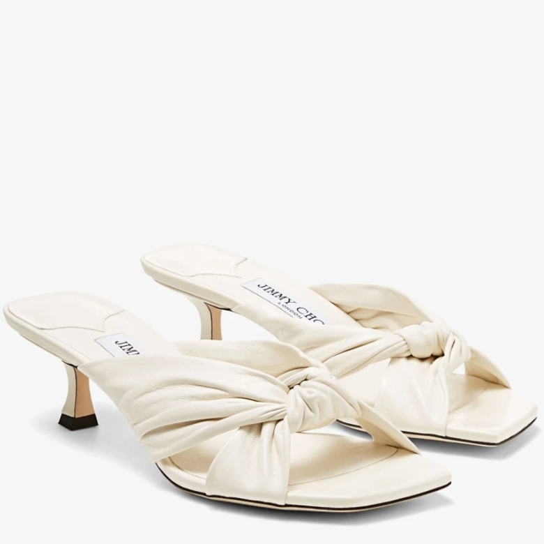 Jimmy Choo Latte Nappa 蝴蝶结穆勒拖鞋