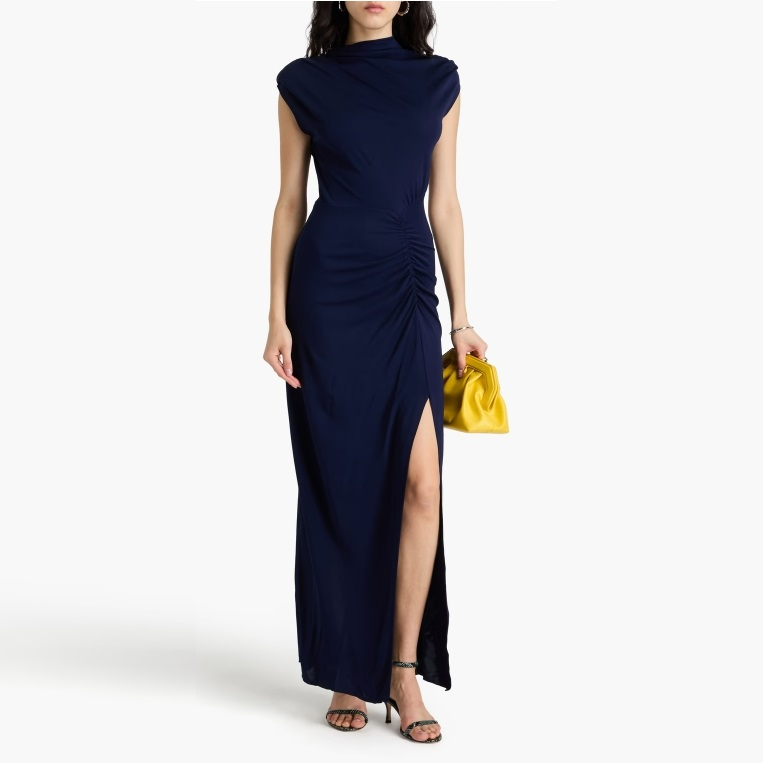 限XXS码！DVF Apollo 褶饰平纹布超长连衣裙