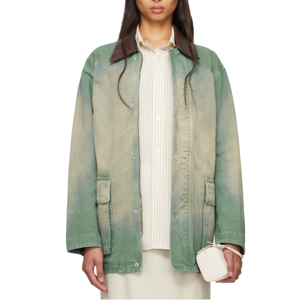李昀锐同款！Auralee 绿色做旧染色翻领夹克