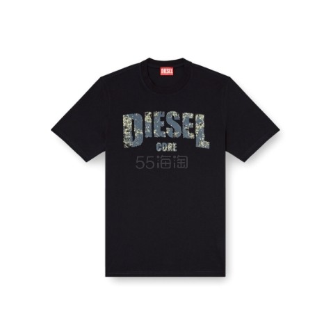 DIESEL 黑色字母徽标T恤