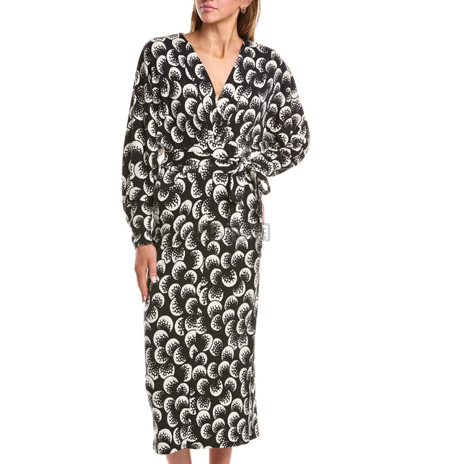 DVF Zidane 系腰羊毛混纺中长连衣裙