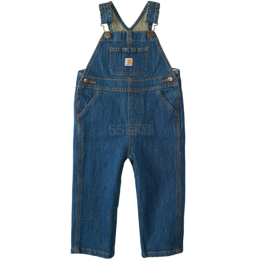 【含税直邮】Carhartt 男童水洗牛仔背带裤,Medium Wash,18 个月