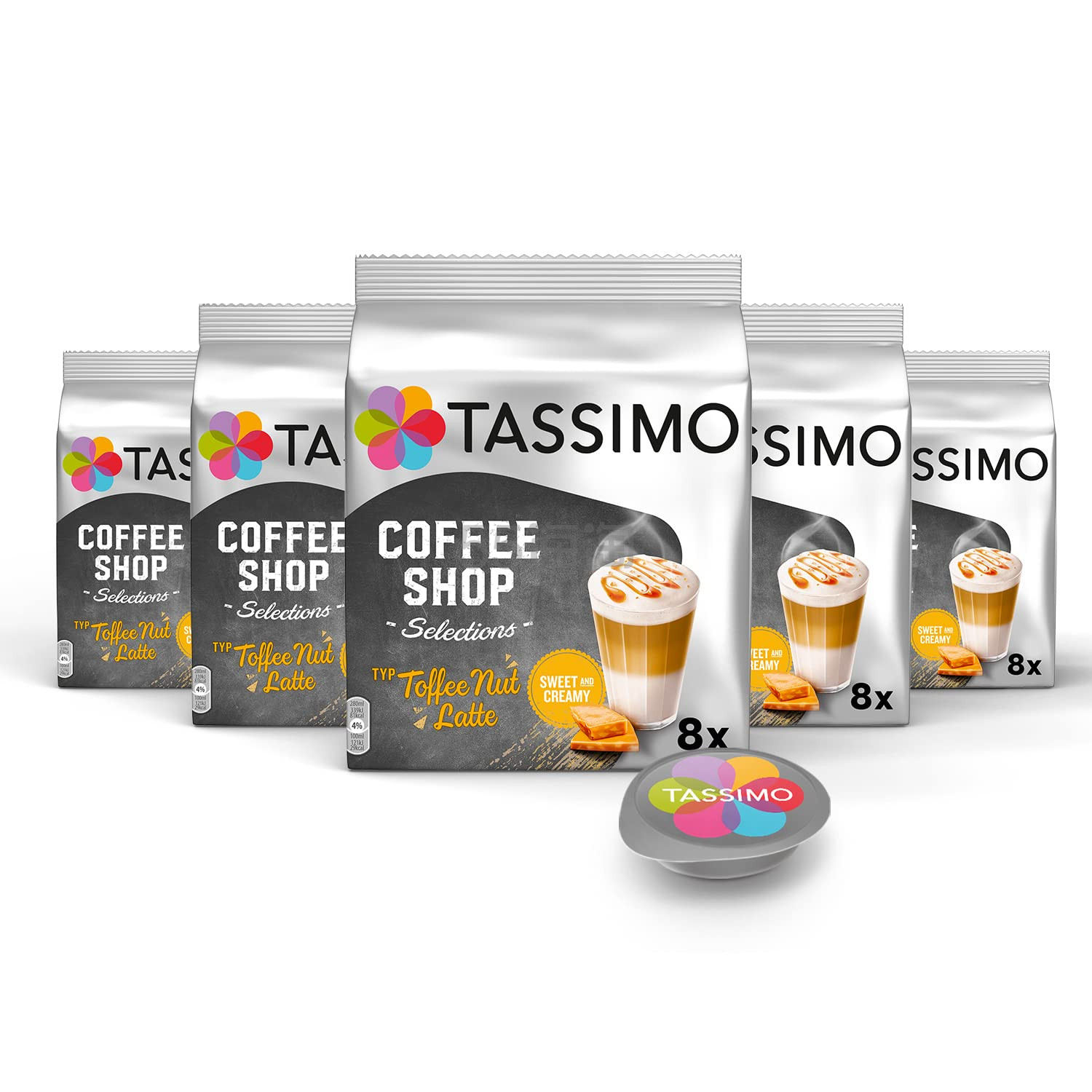 【含税直邮】Tassimo Coffee Shop Selections 咖啡胶囊 太妃糖坚果拿铁，40粒/5件装，5 x 8杯